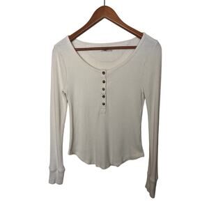 Faherty Henley Legend Rib Gila Ribbed Long Sleeve Top Women’s Sz Medium Cream